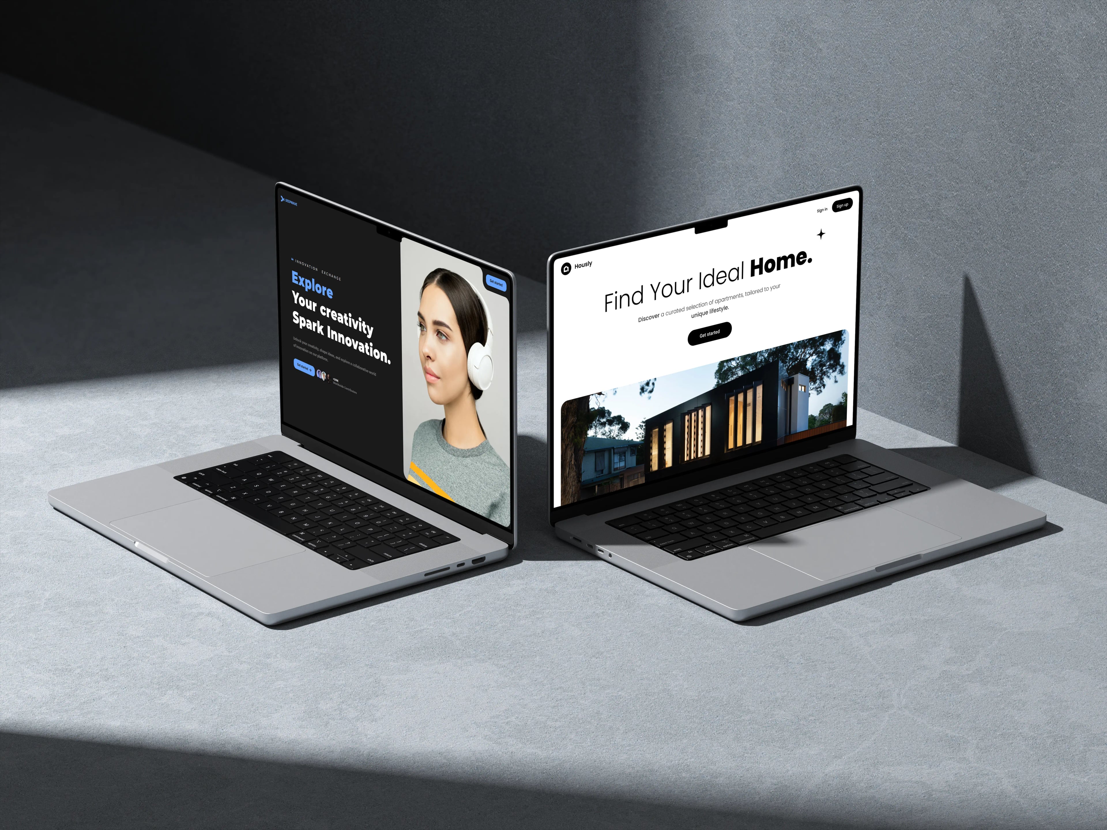 Freelance web designer showcasing responsive custom websites on dual laptops — expert in modern web design and development for businesses.